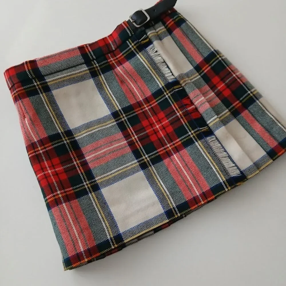 Archie Brown Plaid Tartan Wrap Skirt - size 4 - made in England